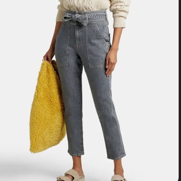 Veronica Beard Logan Straight Leg Jeans Tie Belt Extra High Rise 29 - Picture 1 of 11